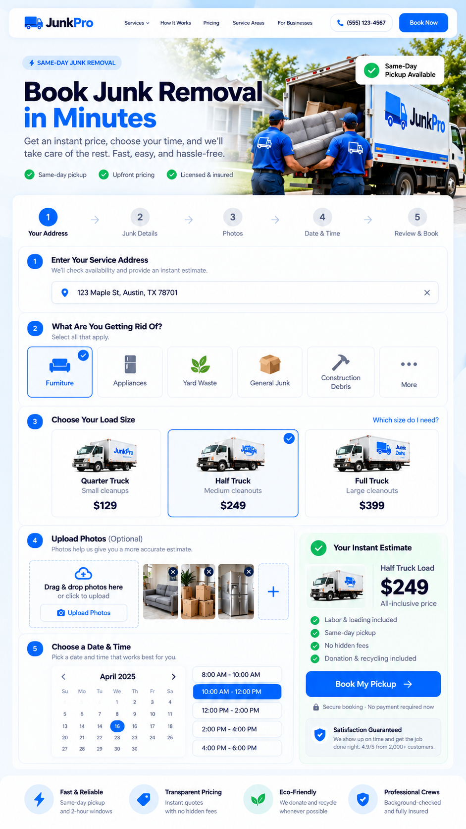 Instant Booking Flow Website Interface