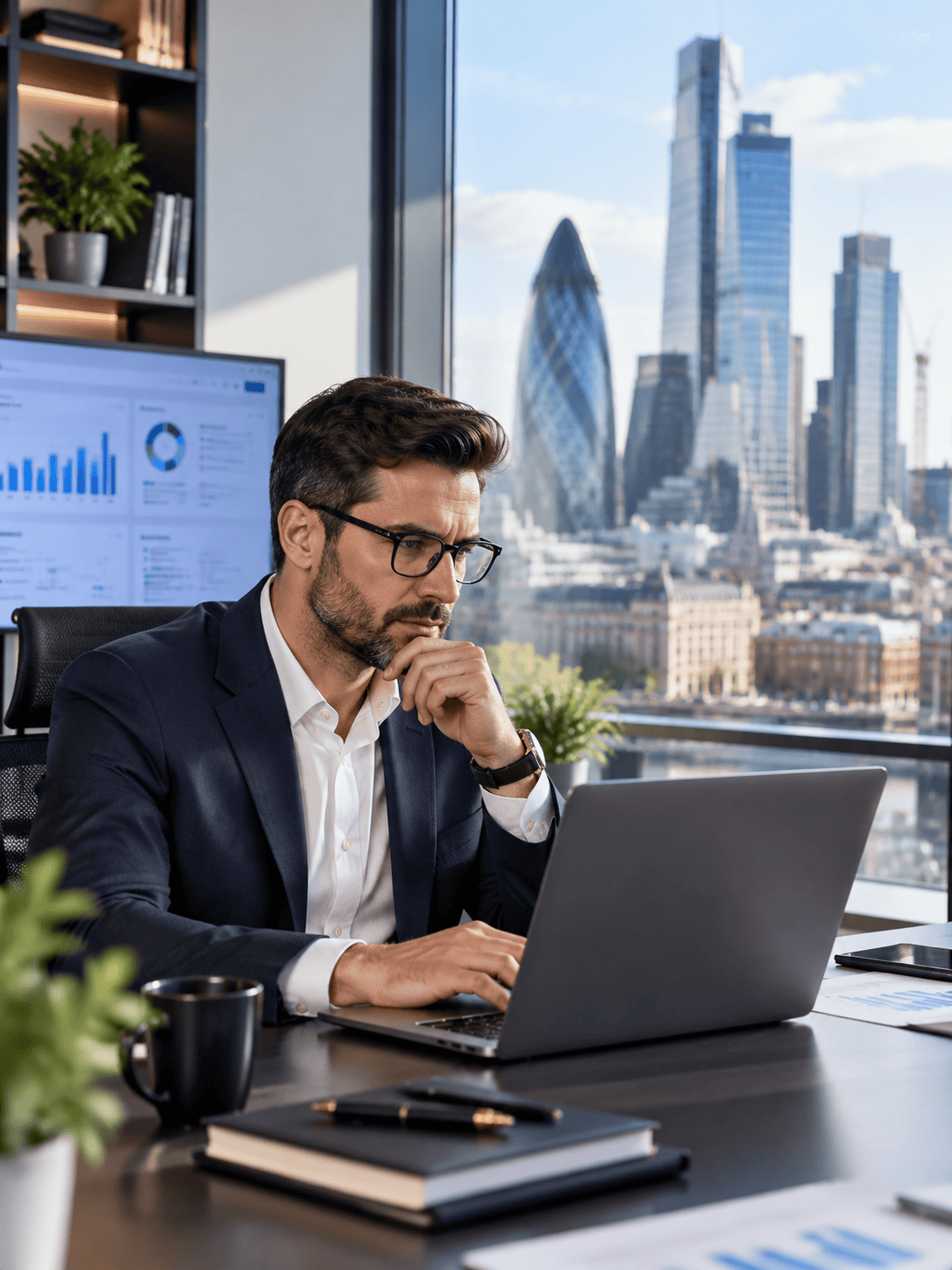 UK enterprise software CEO working in London tech workspace