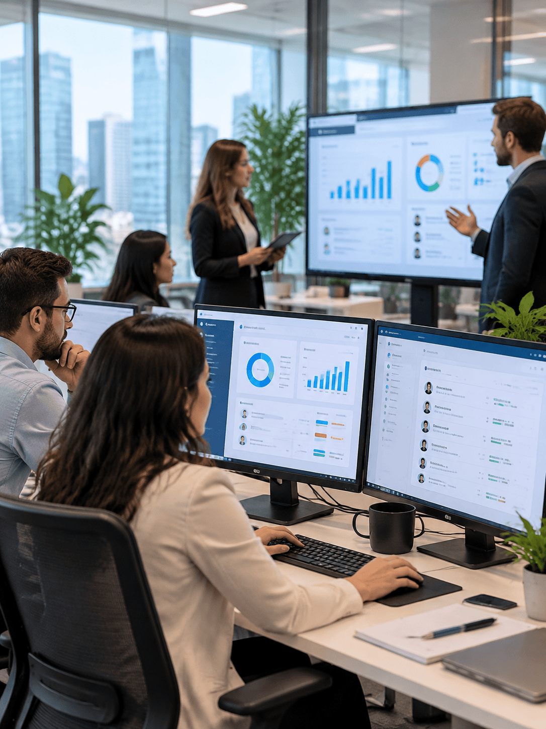 Enterprise human resources and corporate compliance team working in US office