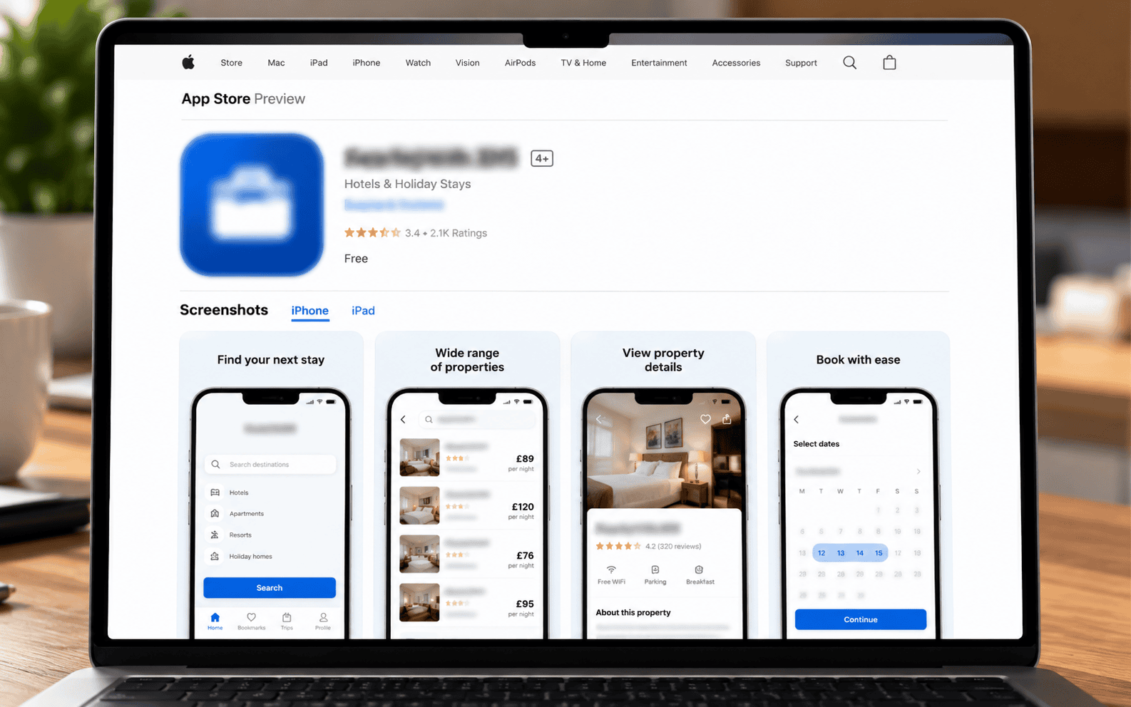 Old App Store listing with poor optimization