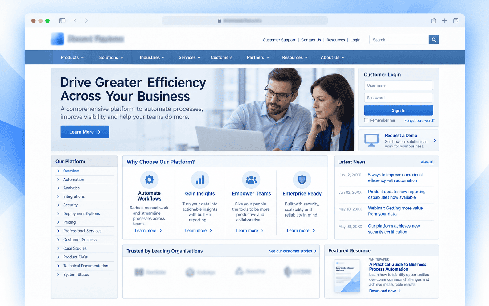 Outdated legacy B2B website