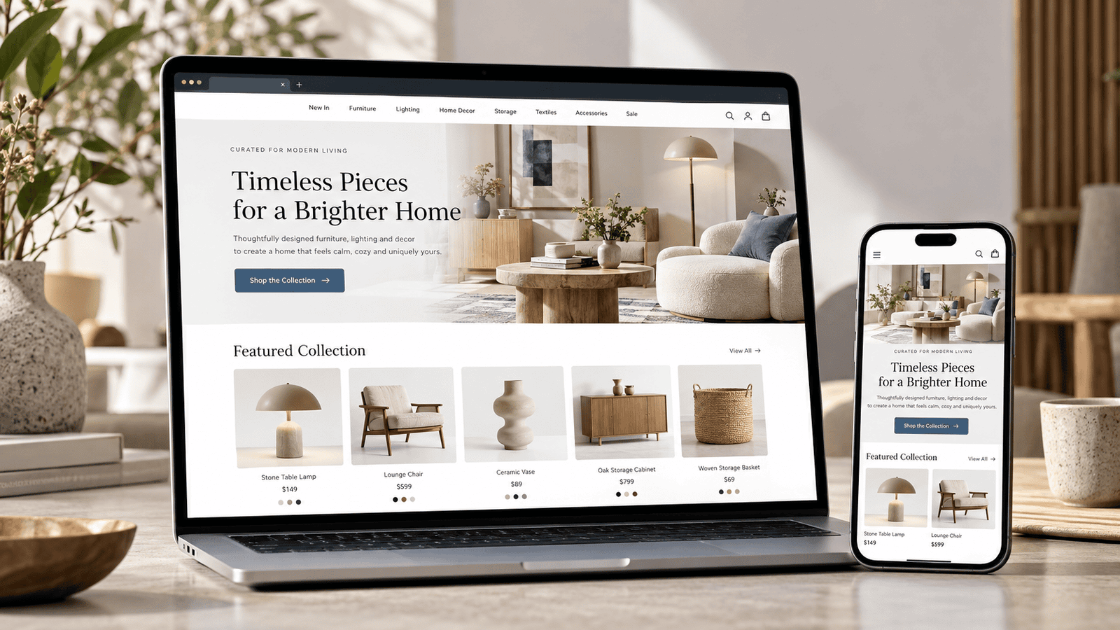 Custom e-commerce storefront mockup