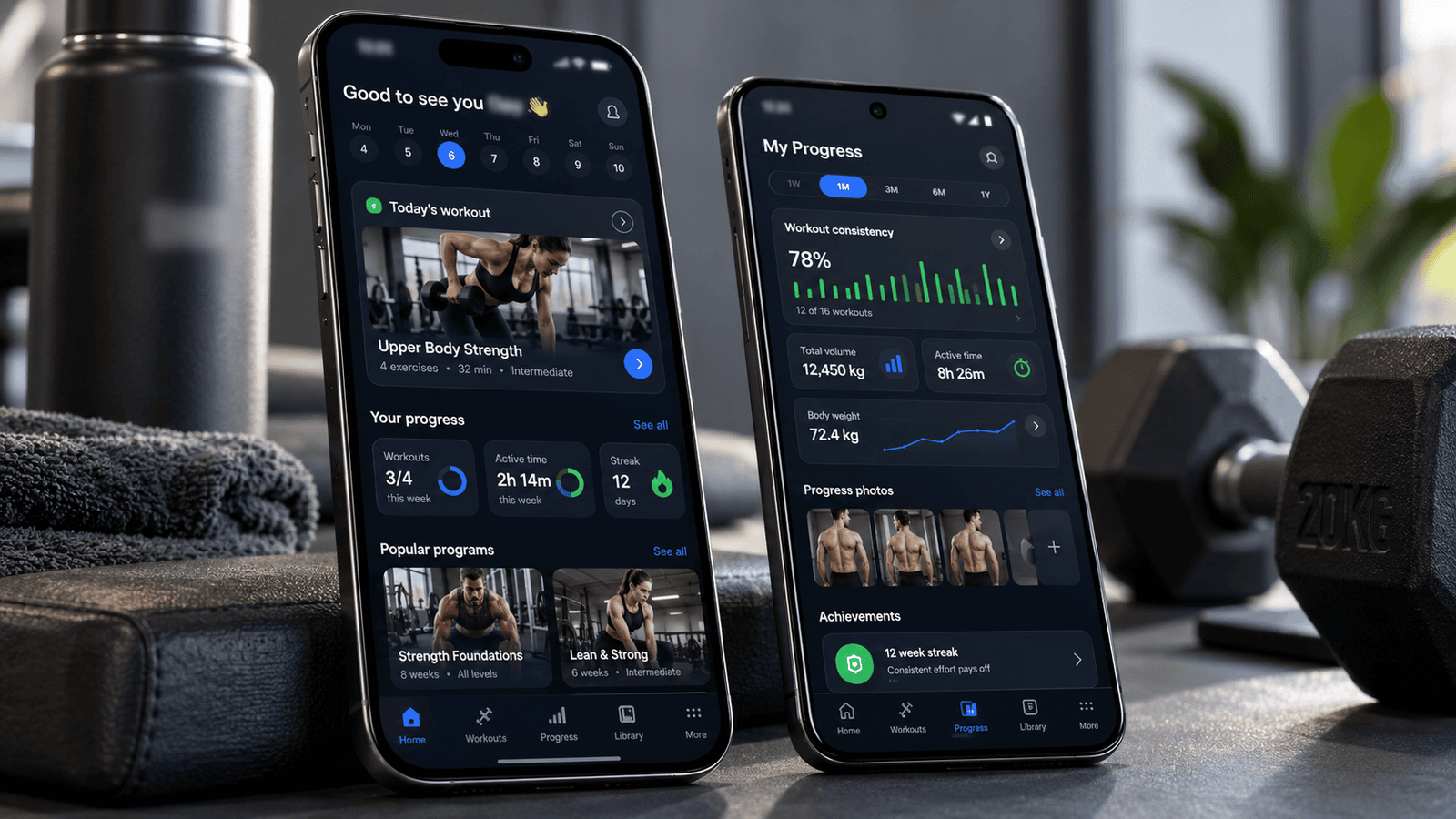 Cross-platform fitness app mockup