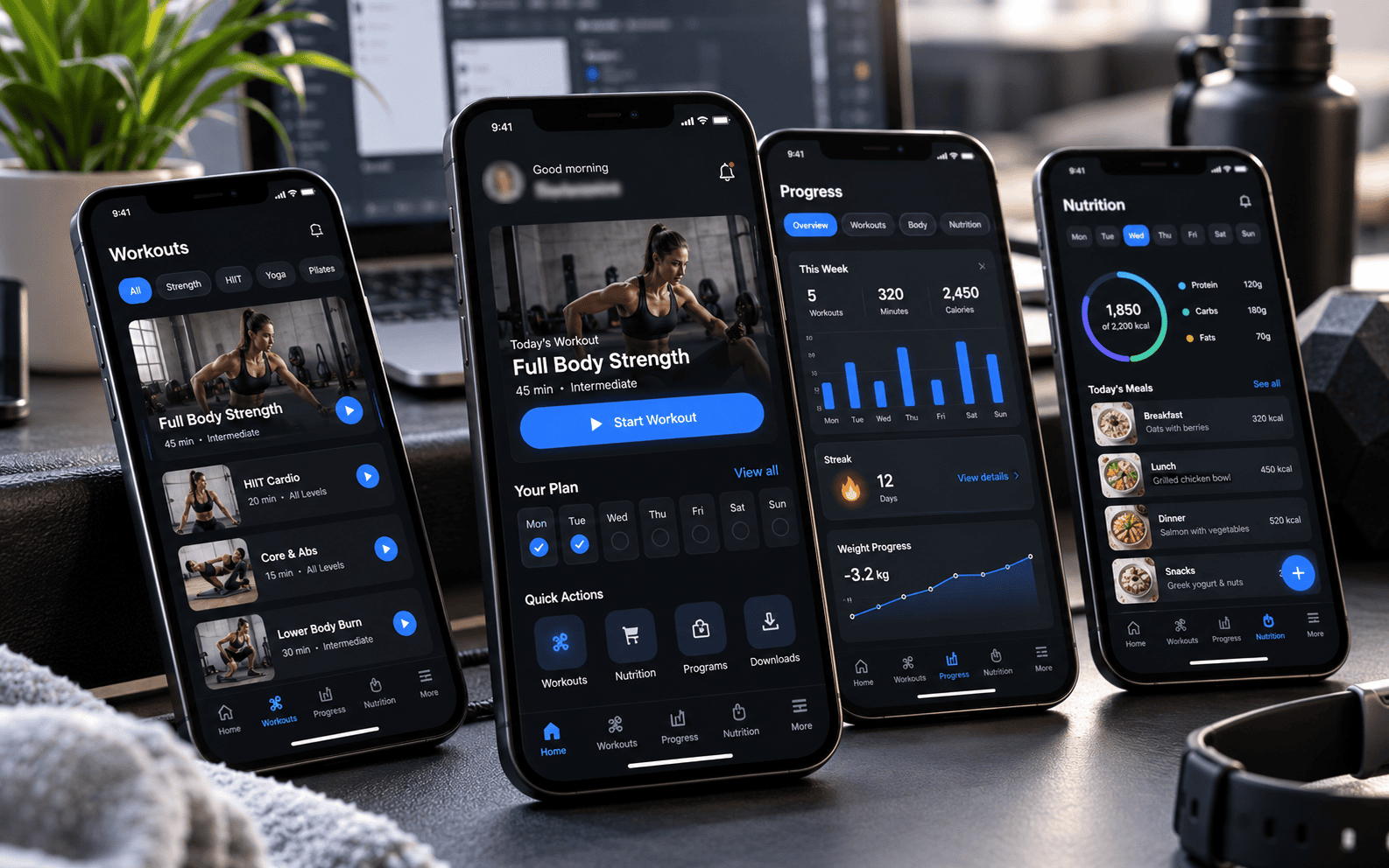 Final high-fidelity fitness app UI