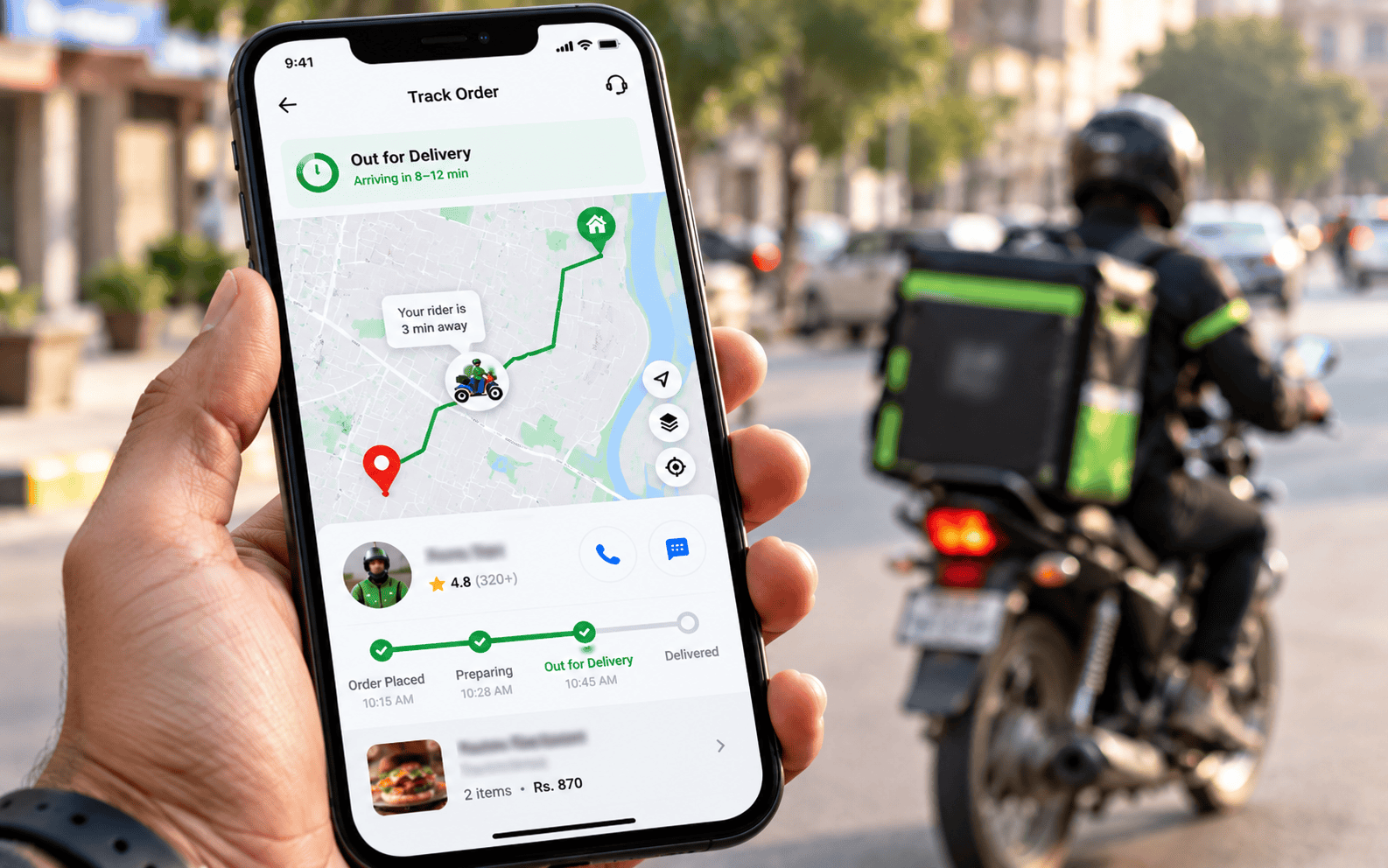Live GPS rider tracking screen