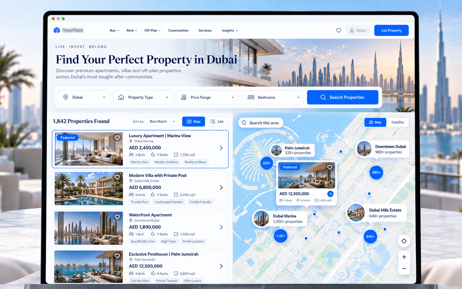 New interactive map search interface