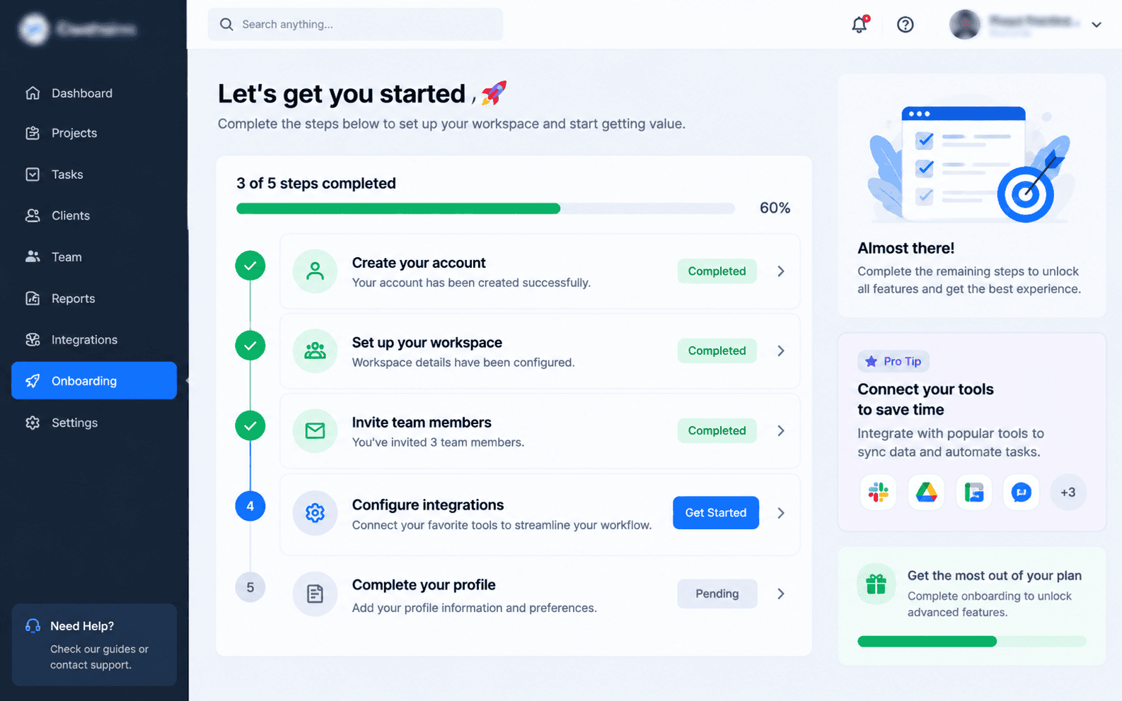Gamified progress tracker UI