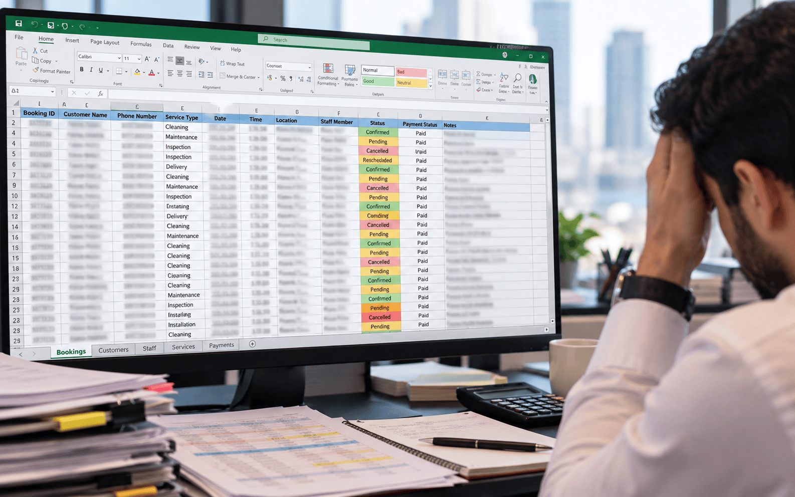 Before: Complex manual booking spreadsheet