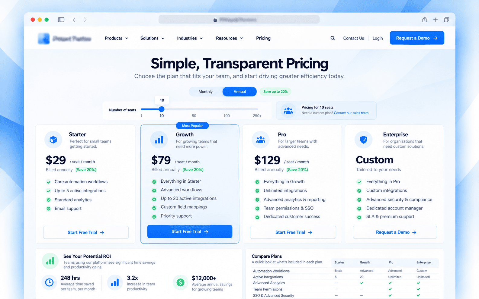 Interactive SaaS pricing UI