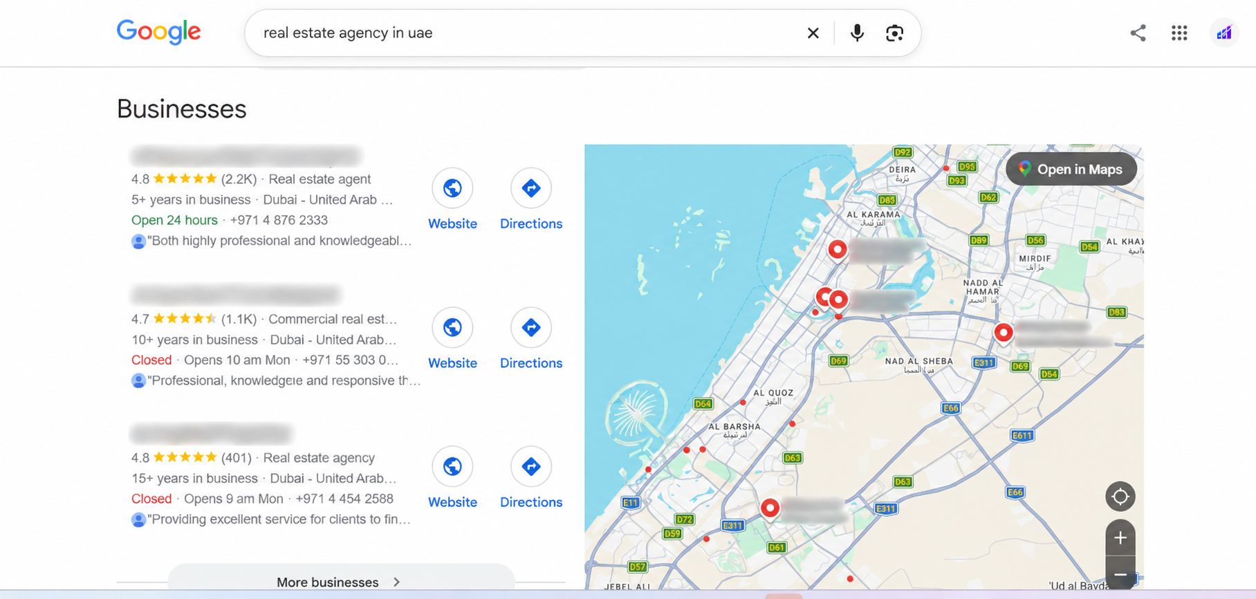 Dubai Google Business Profile Map Pack 1 ranking showcase