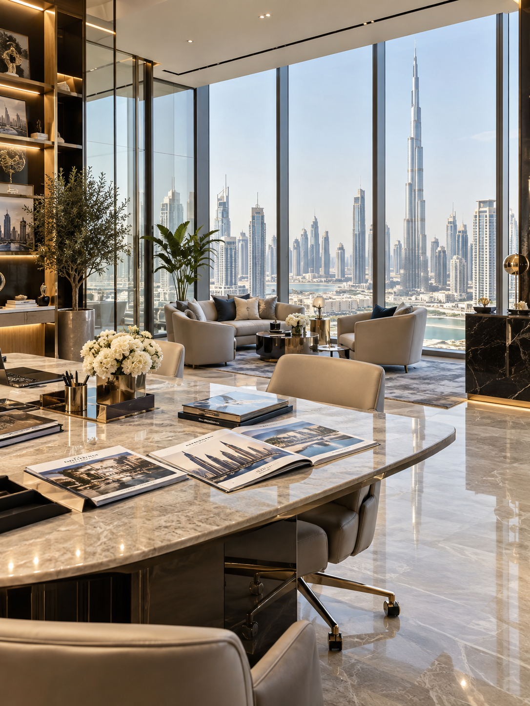 Luxury Dubai real estate office and advisory consulting area