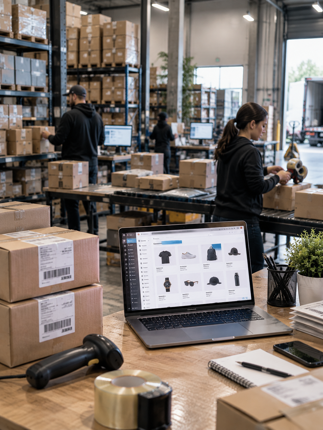 E-commerce distribution warehouse and product catalog operations in the USA